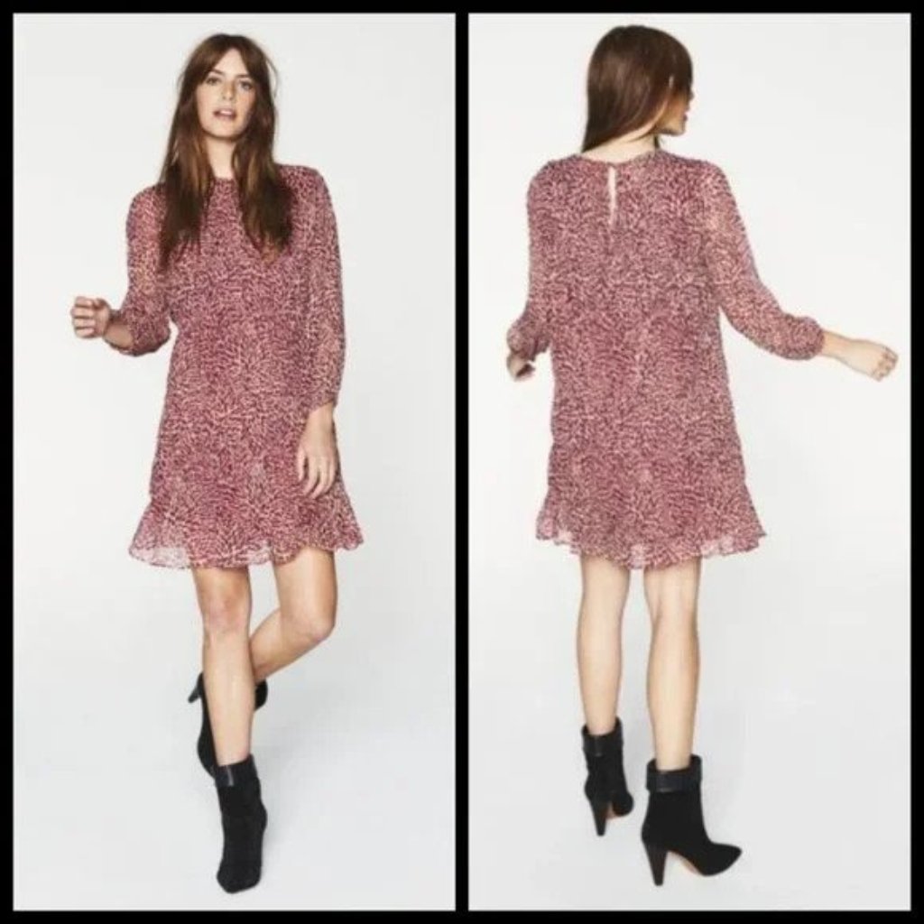 Ba&Sh Grace Chiffon Mini Dress ~ Rose S (1) Nwt
